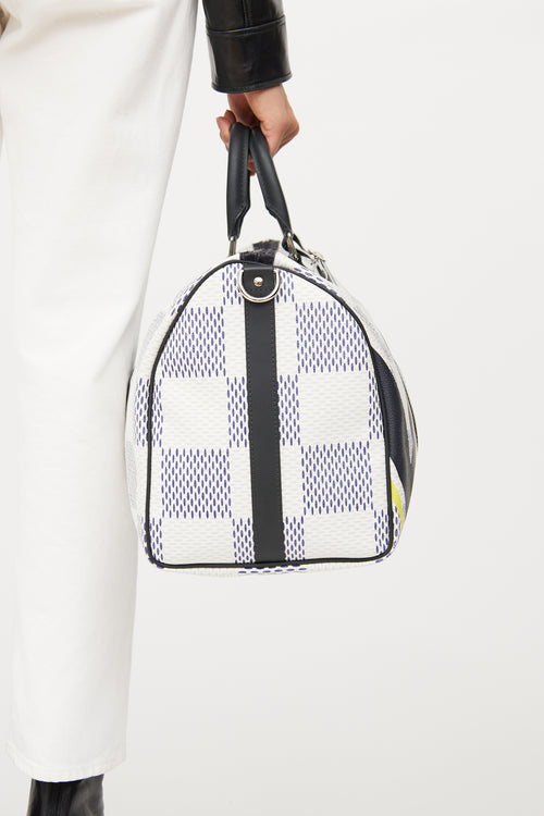 Louis Vuitton Black & White Damier Azur Latitude Keepall Bag