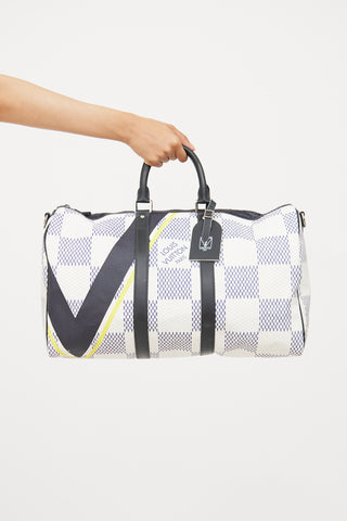 Louis Vuitton Black & White Damier Azur Latitude Keepall Bag