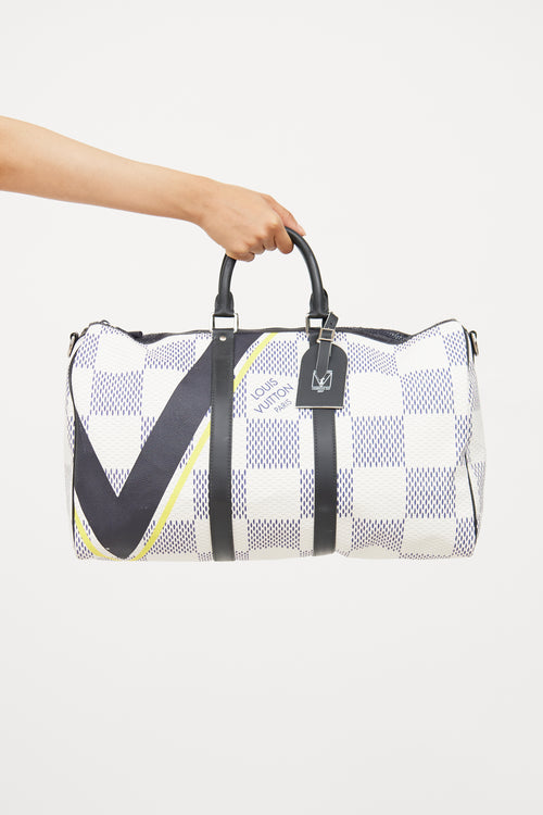 Louis Vuitton Black & White Damier Azur Latitude Keepall Bag