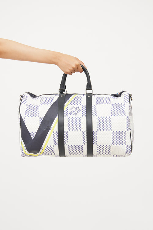 Louis Vuitton Black & White Damier Azur Latitude Keepall Bag