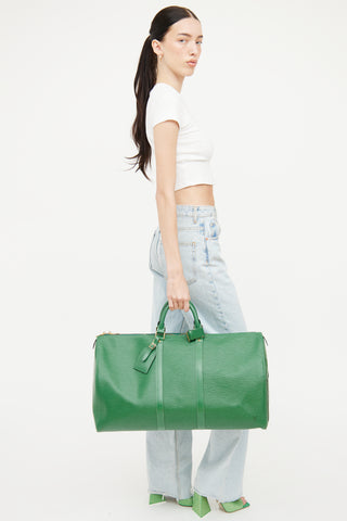 Louis Vuitton Green Epi Keepall 50 Duffle Bag