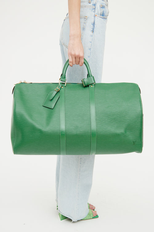Louis Vuitton Green Epi Keepall 50 Duffle Bag