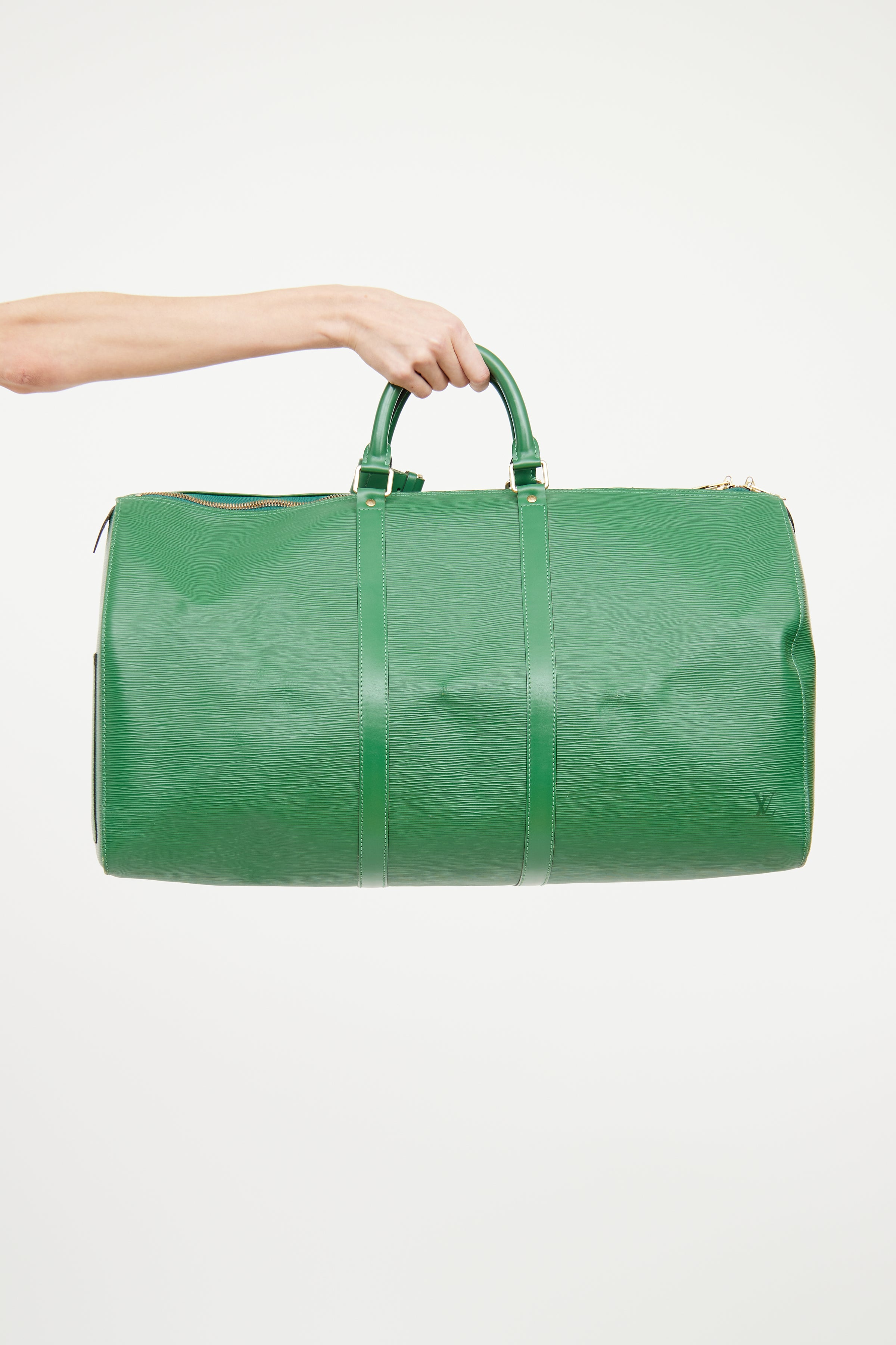 louis vuitton dark green leather men's weekender travel duffle bag Louis Vuitton // Green Epi Keepall 50 Duffle Bag – VSP Consignment