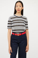 Louis Vuitton Brown & Red Coquelicot Epi Belt