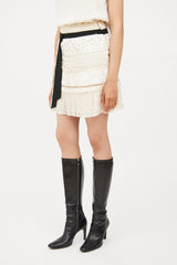 Louis Vuitton Cream Silk & Lace Tier Skirt