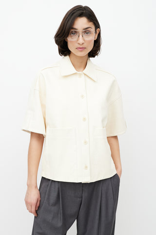 LVIR Cream Leather Short Sleeve Shirt