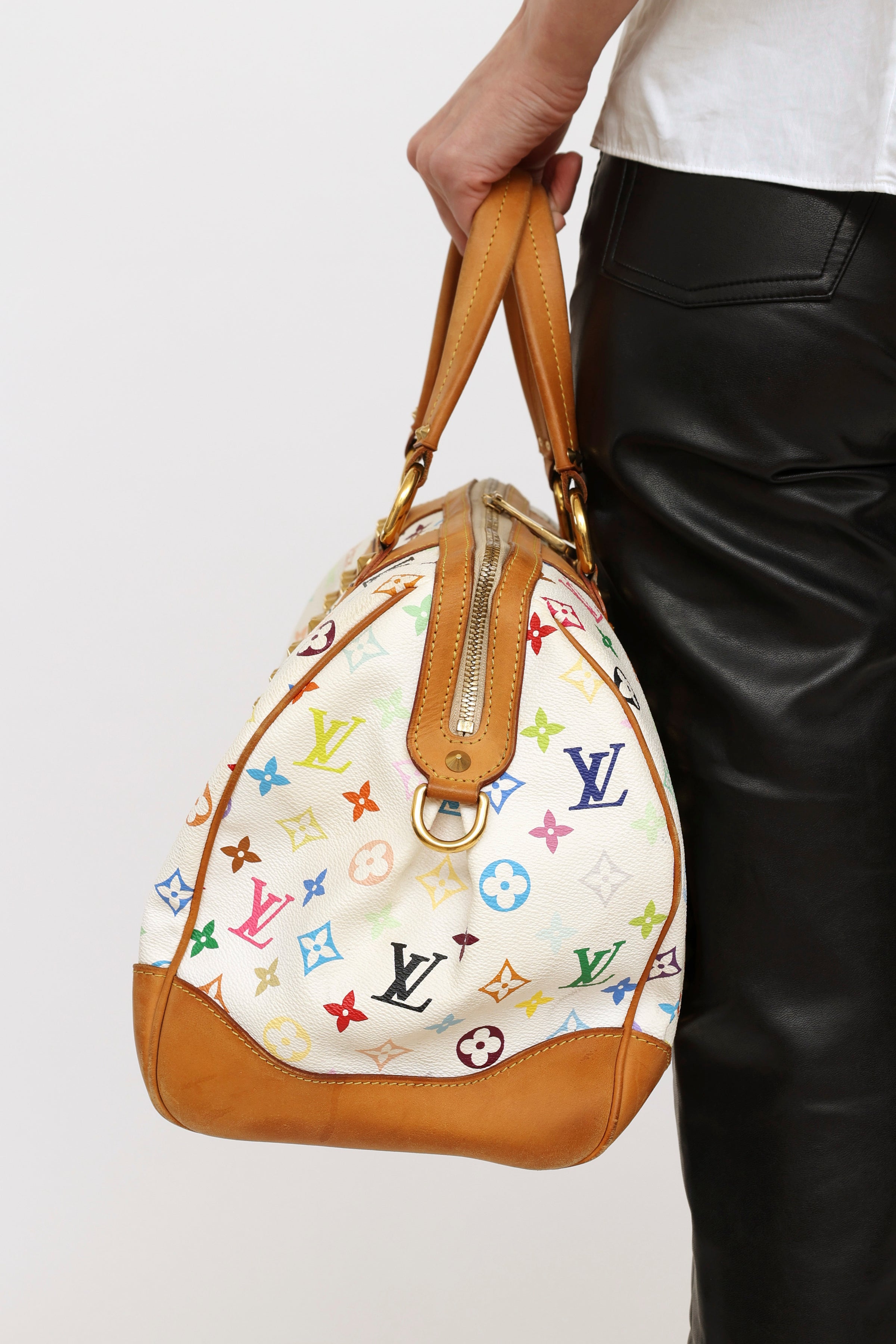 Louis+Vuitton+Alma+Tote+GM+Brown+White+Canvas+Leather+Murakami+Multicolore+Monogram  for sale online
