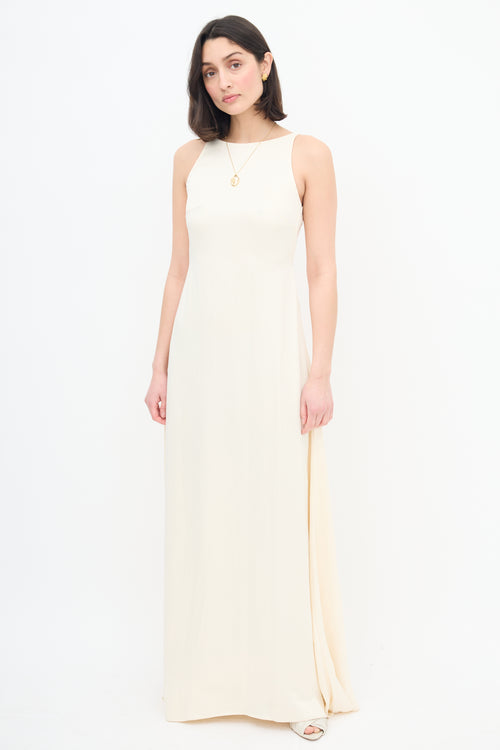 L'Academie Cream Satin Backless Dress