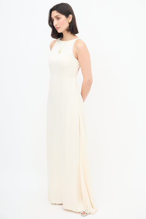 L'Academie Cream Satin Backless Dress