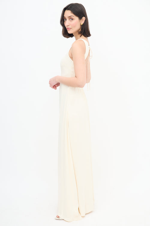 L'Academie Cream Satin Backless Dress