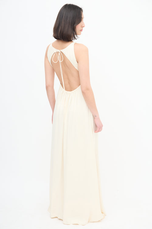 L'Academie Cream Satin Backless Dress