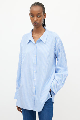 L'Academie Blue & White Striped Shirt