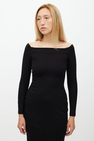 L'Agence Black Off Shoulder Stretch Dress