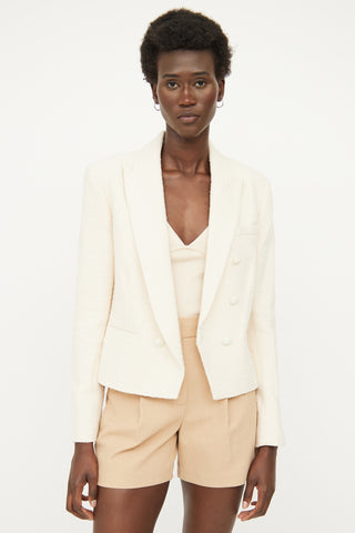 L'agence Cream Tweed Double Breasted Blazer