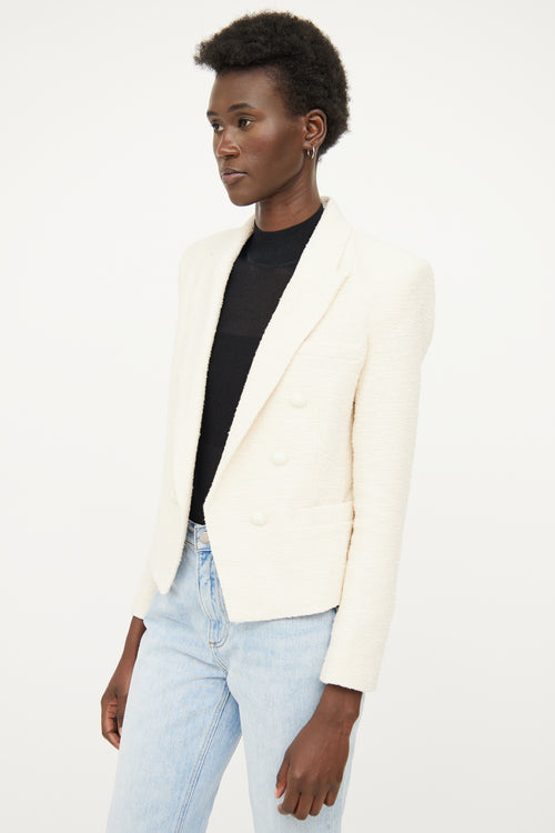L'agence Cream Tweed Double Breasted Blazer