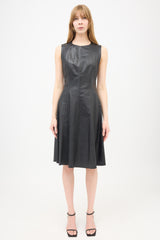 L'Agence Leather Midi Dress