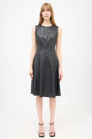 L'Agence Leather Midi Dress