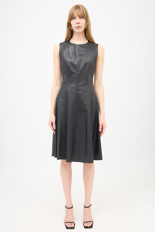 L'Agence Leather Midi Dress
