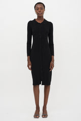L'Agence Ribbed Knit Midi Dress