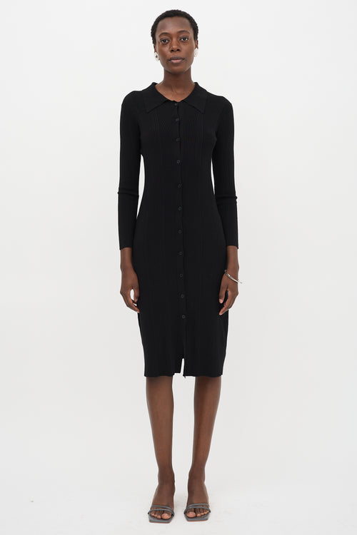 L'Agence Ribbed Knit Midi Dress