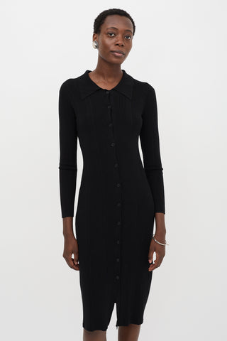 L'Agence Ribbed Knit Midi Dress