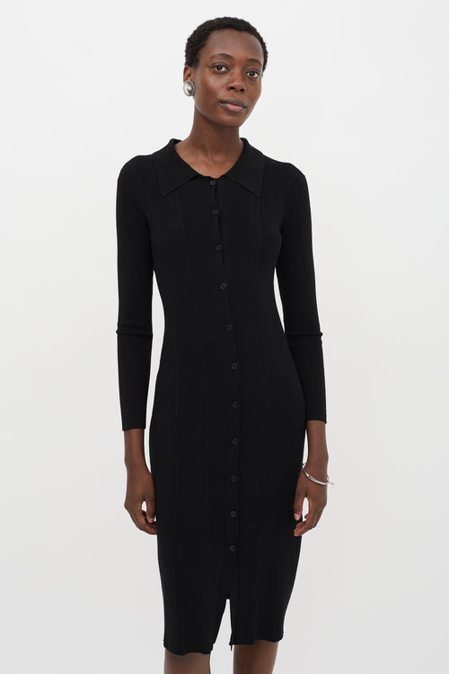 L'Agence Ribbed Knit Midi Dress