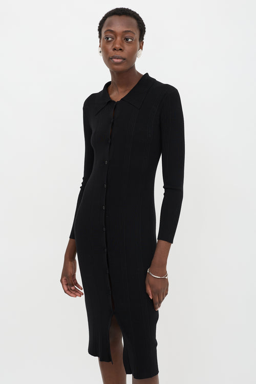 L'Agence Ribbed Knit Midi Dress