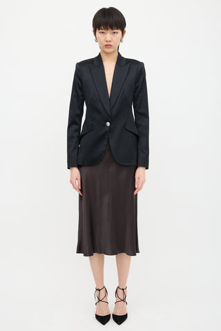 L'Agence Satin Peak Lapel Blazer