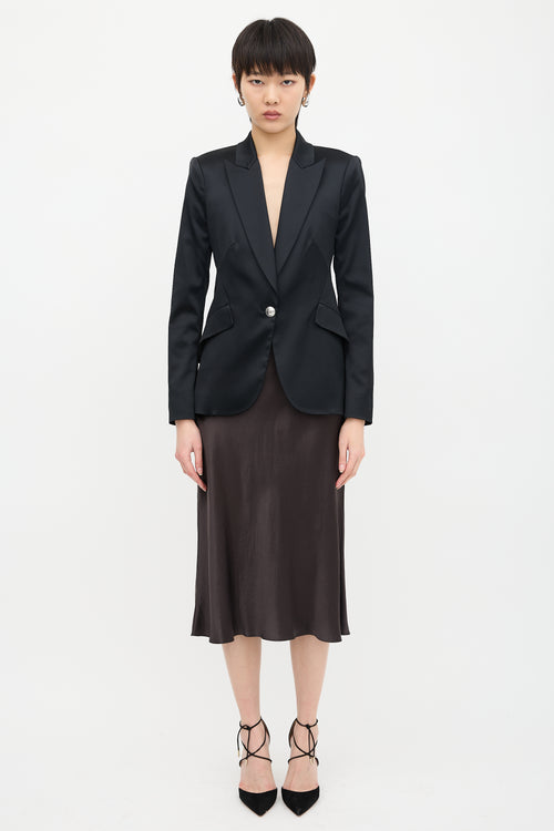 L'Agence Satin Peak Lapel Blazer