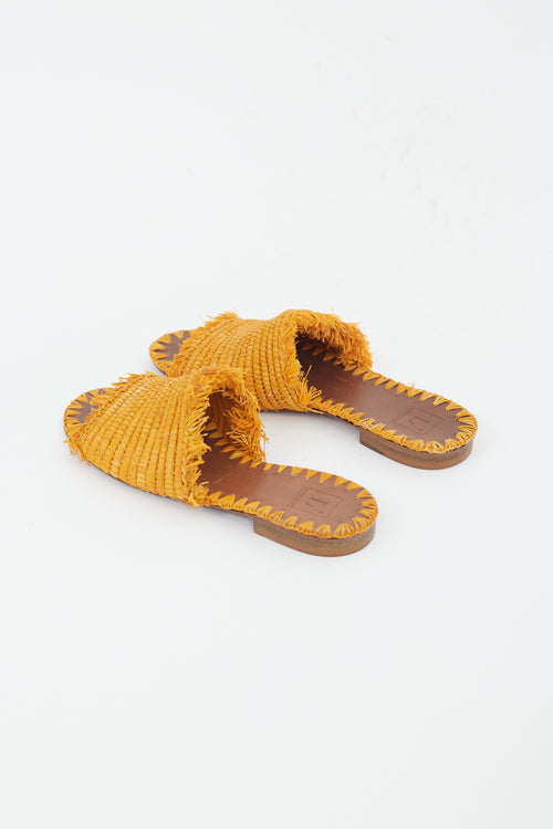 L'Autre Chose Orange Woven Straw Sandal