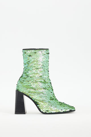 L'Intervalle Green Sequin Heeled Boot