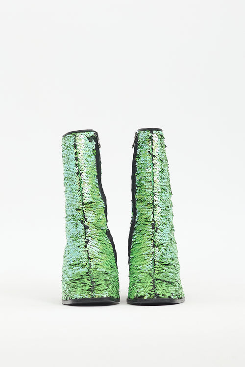 L'Intervalle Green Sequin Heeled Boot