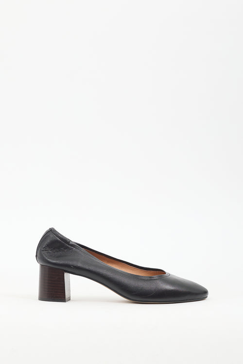 L'intervalle Black Leather Block Heel Pump