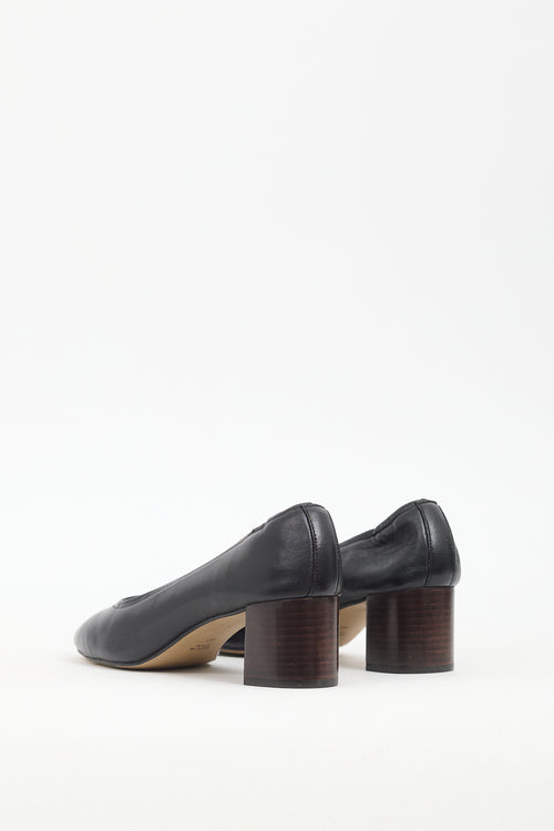 L'intervalle Black Leather Block Heel Pump