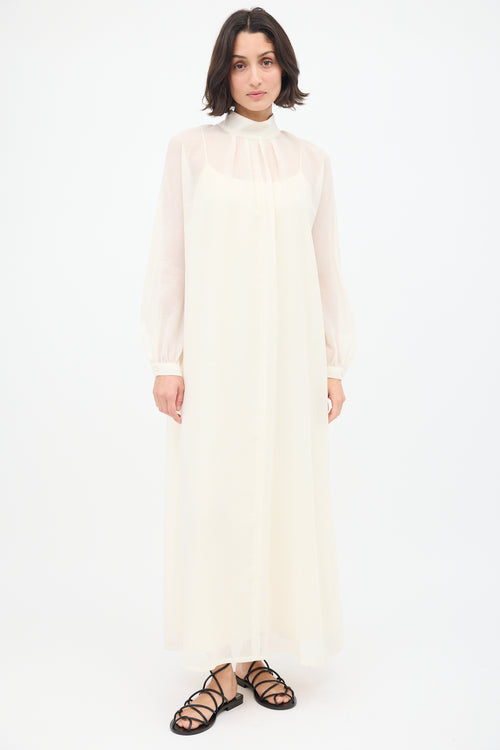 La Collection Cream Wool Mock Neck Maxi Dress