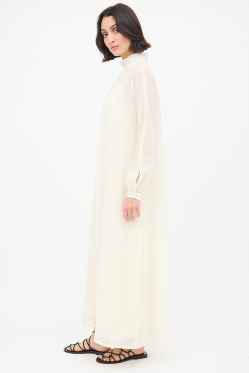 La Collection Cream Wool Mock Neck Maxi Dress