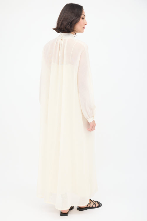 La Collection Cream Wool Mock Neck Maxi Dress