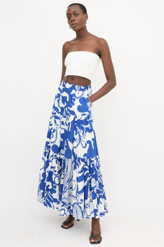 La DoubleJ Printed Tiered Maxi Skirt