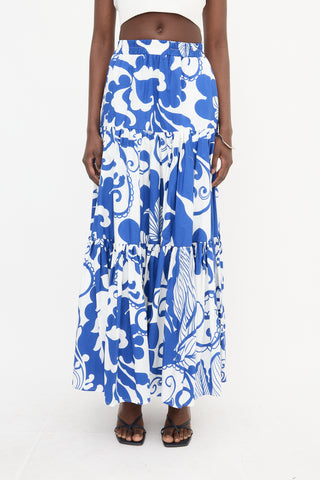La DoubleJ Printed Tiered Maxi Skirt