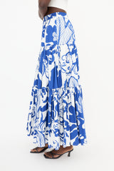 La DoubleJ Printed Tiered Maxi Skirt