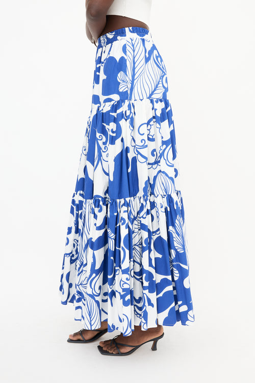 La DoubleJ Printed Tiered Maxi Skirt