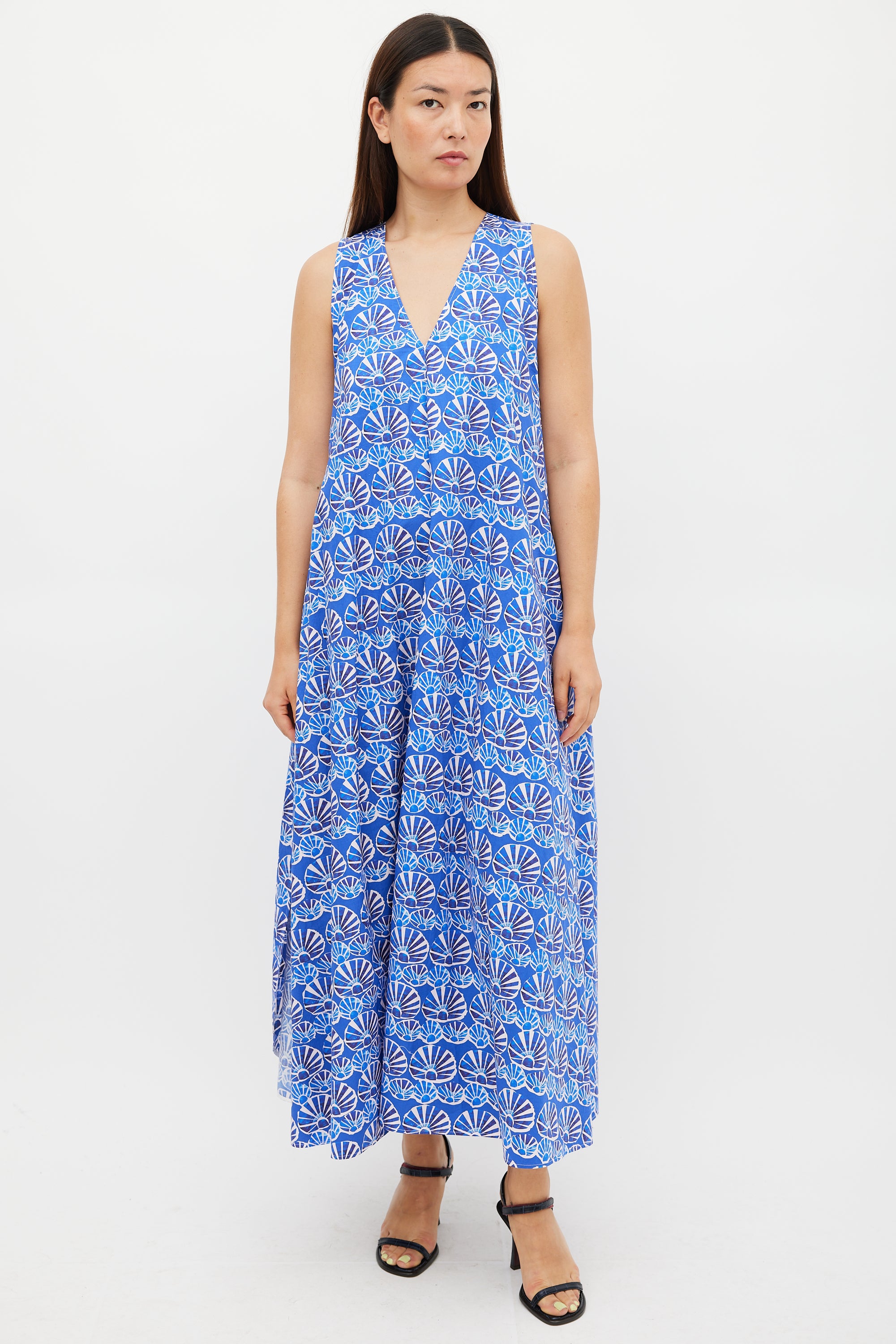La DoubleJ // Blue & White Printed Popeline Cotton Tent Dress VSP Consignment La DoubleJ // Blue & White Printed Popeline Cotton Tent Dress VSP Consignment