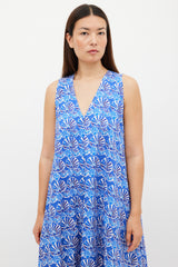 La DoubleJ Blue & White Printed Popeline Cotton Tent Dress