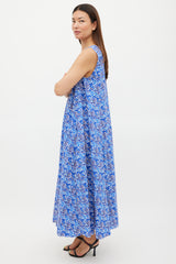 La DoubleJ Blue & White Printed Popeline Cotton Tent Dress