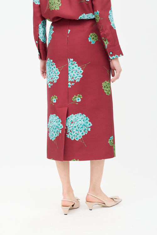 La DoubleJ Burgundy & Multi Floral Shirt & Skirt Co-Ord Set