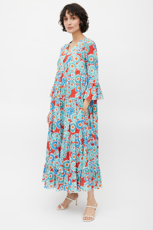 La DoubleJ Multicolour Floral Pleated Dress