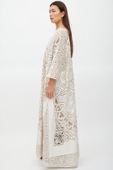 La DoubleJ White & Brown Floral Lace MuuMuu Dress