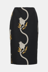 La DoubleJ Wool Floral Cady Skirt