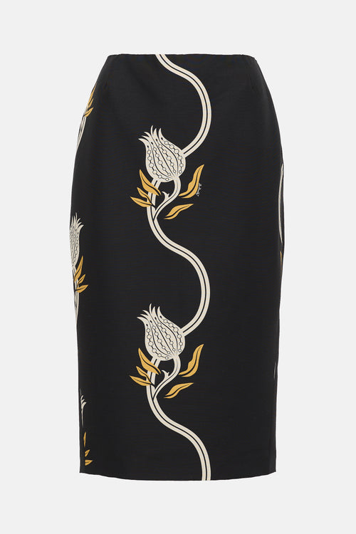 La DoubleJ Wool Floral Cady Skirt