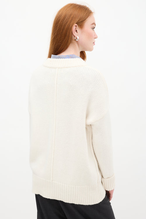 La Ligne Cream Wool Knit Sweater